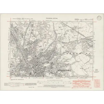 1938 Map of Cheshire X.SE, 1946 Print