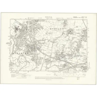 1907 Map of Cheshire X.SW, 1911 Print