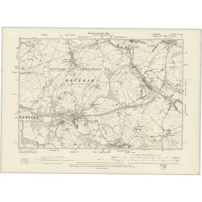 1896 Map of Cheshire XI.NE, 1899 Print
