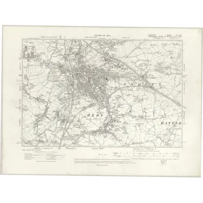 1907 Map of Cheshire XI.NW, 1910 Print