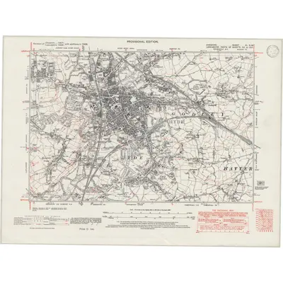 1938 Map of Cheshire XI.NW, 1946 Print