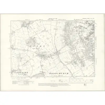 1908 Map of Cheshire XIII.NW, 1913 Print