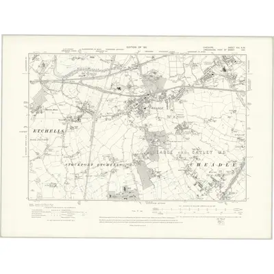 1907 Map of Cheshire XIX.NW, 1911 Print