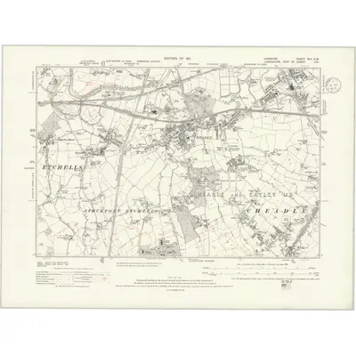 1907 Map of Cheshire XIX.NW, 1936 Print