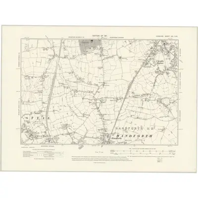 1907 Map of Cheshire XIX.SW, 1911 Print