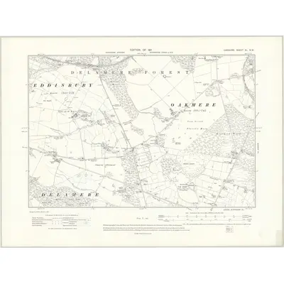 1908 Map of Cheshire XL.NW, 1911 Print