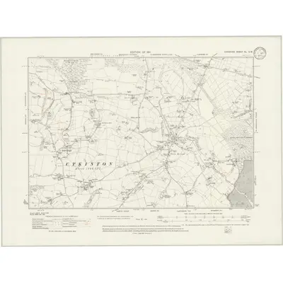1908 Map of Cheshire XL.SW, 1933 Print