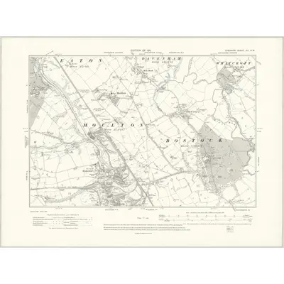 1908 Map of Cheshire XLI.NW, 1911 Print
