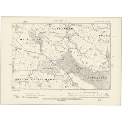 1896 Map of Cheshire XLII.SE, 1899 Print