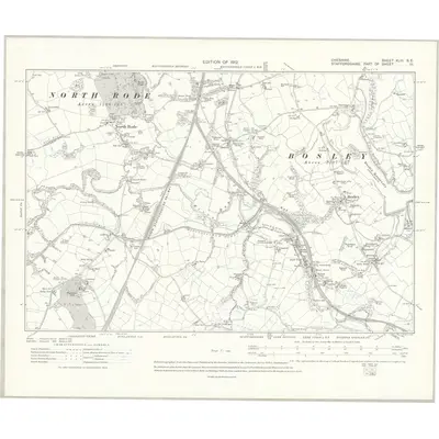1907 Map of Cheshire XLIII.SE, 1912 Print