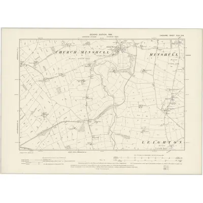 1897 Map of Cheshire XLIX.SW, 1899 Print