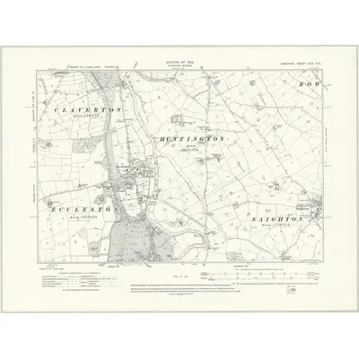 1908 Map of Cheshire XLVI.NE, 1913 Print