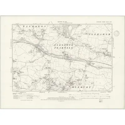 1908 Map of Cheshire XLVIII.SW, 1936 Print