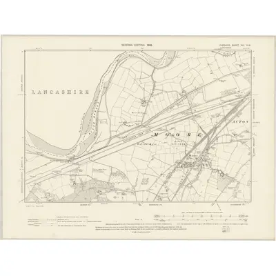 1897 Map of Cheshire XVI.SW, 1899 Print