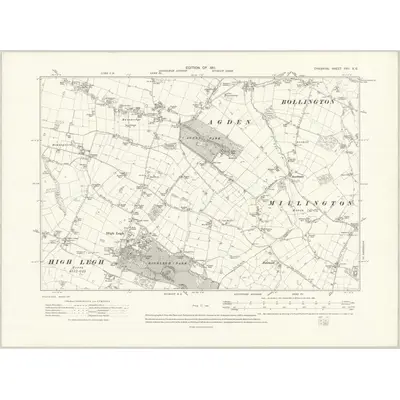 1908 Map of Cheshire XVII.SE, 1911 Print