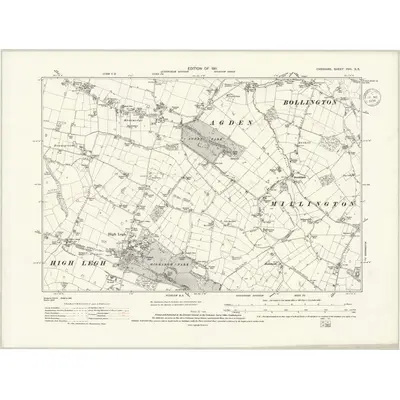 1908 Map of Cheshire XVII.SE, 1936 Print