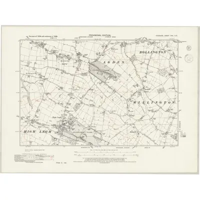 1938 Map of Cheshire XVII.SE, 1945 Print