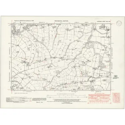 1938 Map of Cheshire XVII.SW, 1947 Print