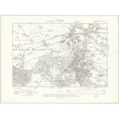 1907 Map of Cheshire XVIII.NW, 1911 Print