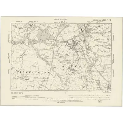 1896 Map of Cheshire XX.NW, 1899 Print