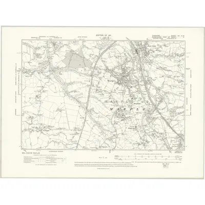 1907 Map of Cheshire XX.NW, 1911 Print