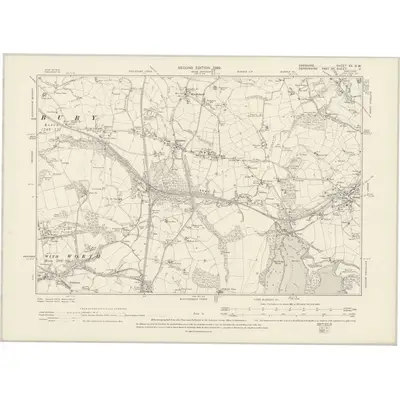 1896 Map of Cheshire XX.SW, 1899 Print
