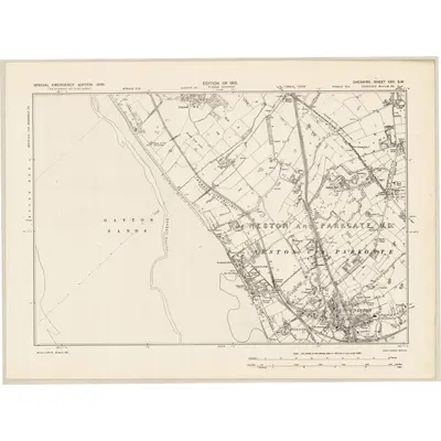 1938 Map of Cheshire XXII.SW, 1939 Print