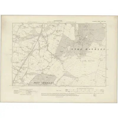 1907 Map of Cheshire XXIX.NW, 1910 Print