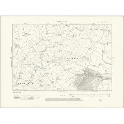 1907 Map of Cheshire XXVI.NW, 1910 Print
