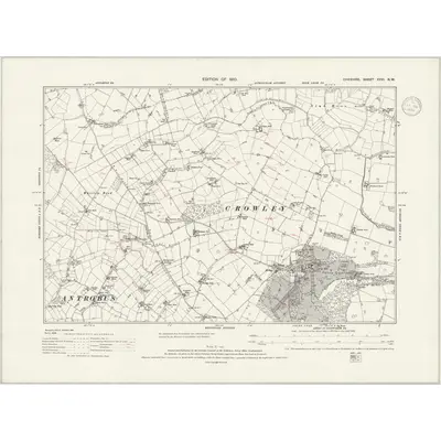 1908 Map of Cheshire XXVI.NW, 1936 Print