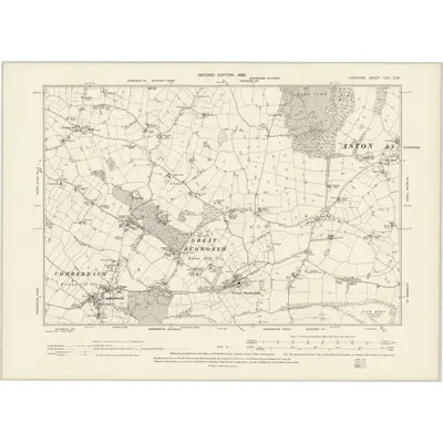 1897 Map of Cheshire XXVI.SW, 1899 Print