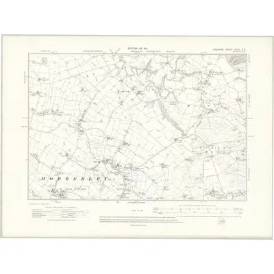 1907 Map of Cheshire XXVII.NE, 1911 Print