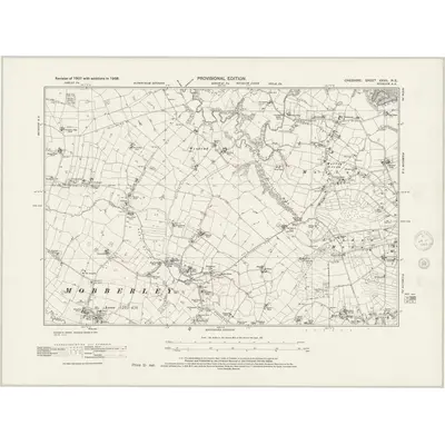 1938 Map of Cheshire XXVII.NE, 1945 Print
