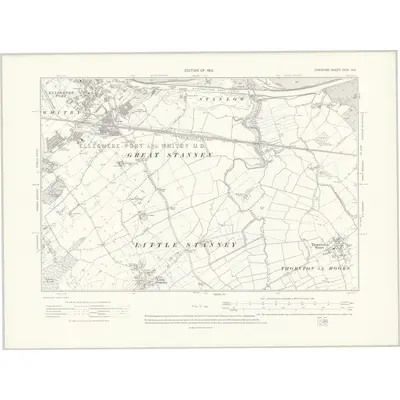 1908 Map of Cheshire XXXI.NE, 1912 Print