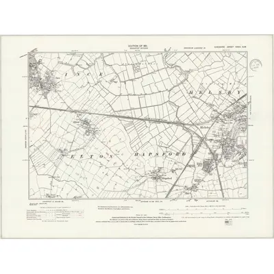 1908 Map of Cheshire XXXII.NW, 1936 Print