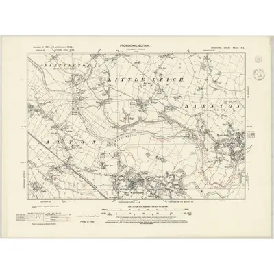 1938 Map of Cheshire XXXIII.NE, 1945 Print