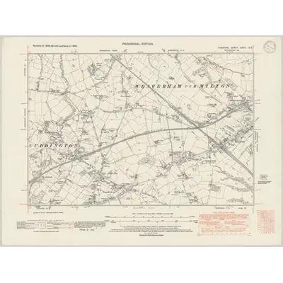1938 Map of Cheshire XXXIII.SE, 1947 Print