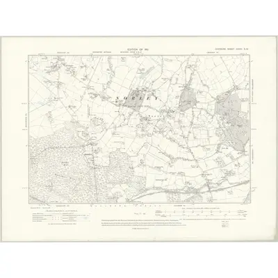 1909 Map of Cheshire XXXIII.SW, 1911 Print