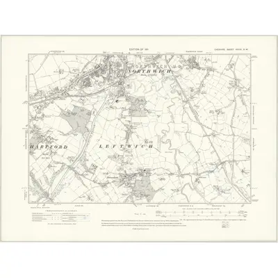 1908 Map of Cheshire XXXIV.SW, 1911 Print