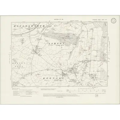 1908 Map of Cheshire XXXIX.NE, 1933 Print