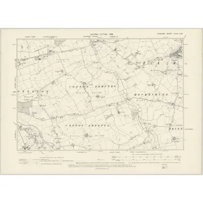 1897 Map of Cheshire XXXIX.SW, 1899 Print