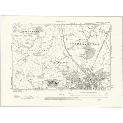 1907 Map of Cheshire XXXVI.NE, 1911 Print