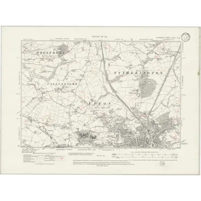 1907 Map of Cheshire XXXVI.NE, 1933 Print