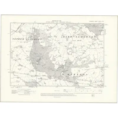 1907 Map of Cheshire XXXVI.NW, 1910 Print