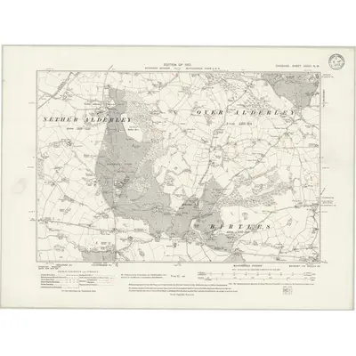1907 Map of Cheshire XXXVI.NW, 1933 Print