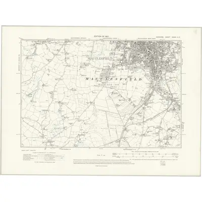 1907 Map of Cheshire XXXVI.SE, 1910 Print