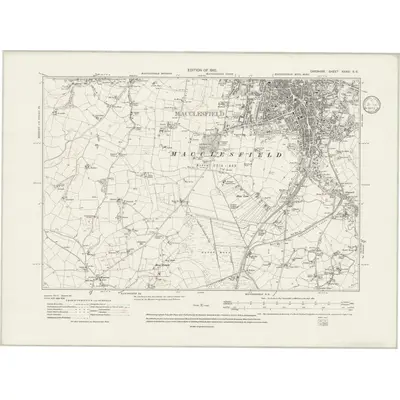 1907 Map of Cheshire XXXVI.SE, 1933 Print