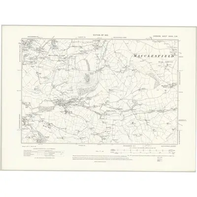 1907 Map of Cheshire XXXVII.SW, 1910 Print