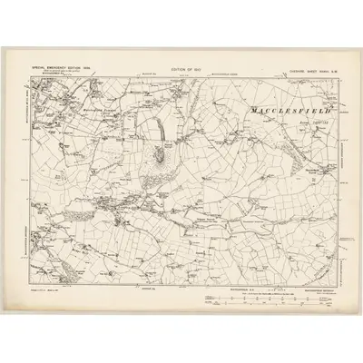 1938 Map of Cheshire XXXVII.SW, 1939 Print