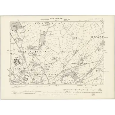 1898 Map of Cheshire XXXVIII.NE, 1899 Print